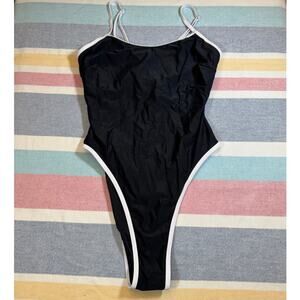 NWOT Black & White Sexy Lace-Up One-Piece Swimsuit (Size L)